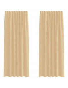 Tende in Voile con Passanti 2 pz Sabbia 140x245 cm 2