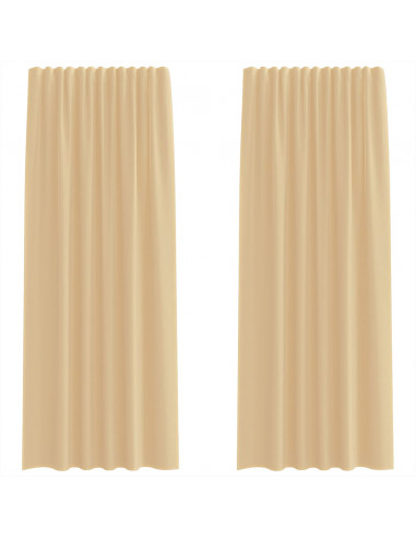 Tende in Voile con Passanti 2 pz Sabbia 140x245 cm