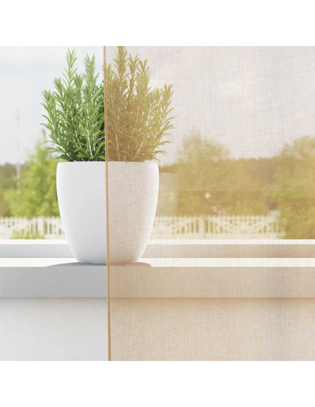 Tende in Voile con Passanti 2 pz Sabbia 140x245 cm