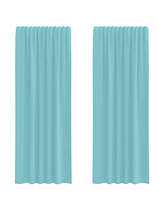 Tende in Voile con Passanti 2 pz Turchese 140x260 cm 2