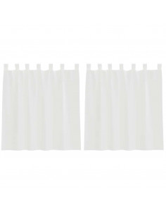Tende in Voile con Tasche per Aste 2 pz Bianco 2