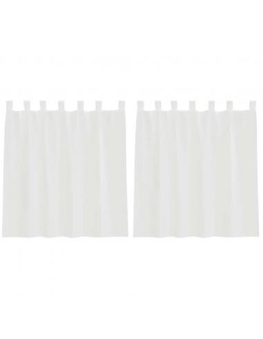 Tende in Voile con Tasche per Aste 2 pz Bianco