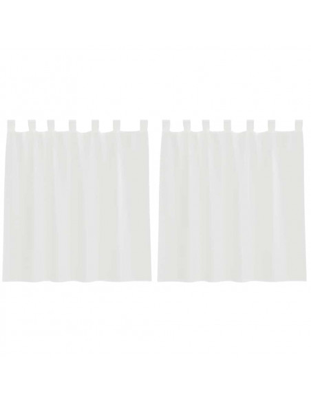 Tende in Voile con Tasche per Aste 2 pz Bianco