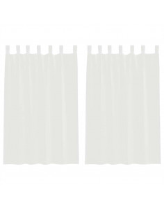 Tende in Voile con Tasche per Aste 2 pz Bianco 2
