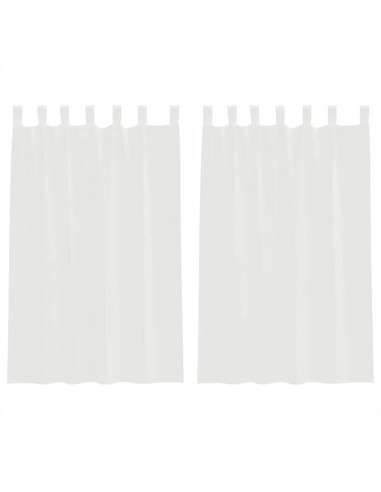 Tende in Voile con Tasche per Aste 2 pz Bianco