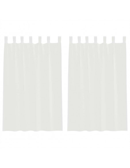 Tende in Voile con Tasche per Aste 2 pz Bianco