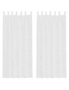 Tende in Voile con Tasche per Aste 2 pz Bianco 2