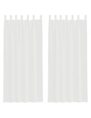 Tende in Voile con Tasche per Aste 2 pz Bianco