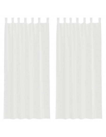 Tende in Voile con Tasche per Aste 2 pz Bianco