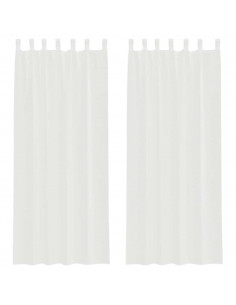 Tende in Voile con Tasche per Aste 2 pz Bianco 2