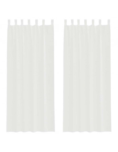 Tende in Voile con Tasche per Aste 2 pz Bianco