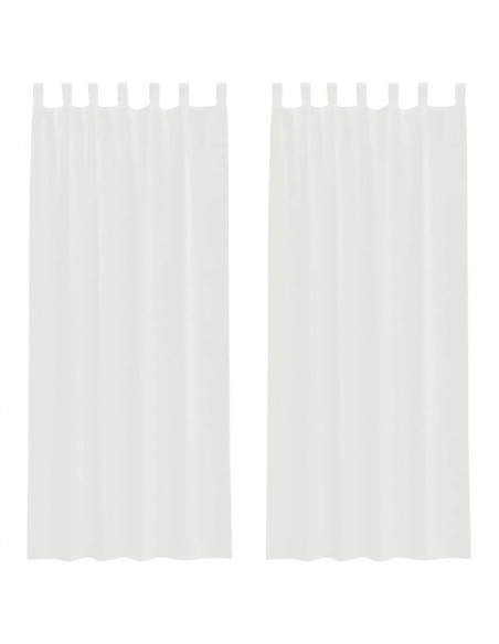 Tende in Voile con Tasche per Aste 2 pz Bianco