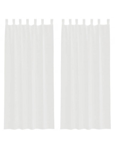 Tende in Voile con Tasche per Aste 2 pz Bianco