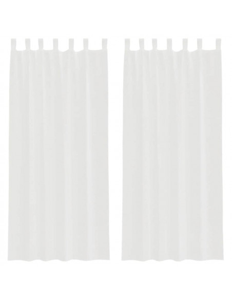 Tende in Voile con Tasche per Aste 2 pz Bianco