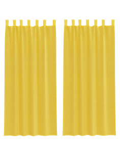 Tende in Voile con Tasche per Aste 2 pz Giallo 2