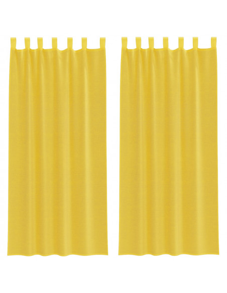 Tende in Voile con Tasche per Aste 2 pz Giallo