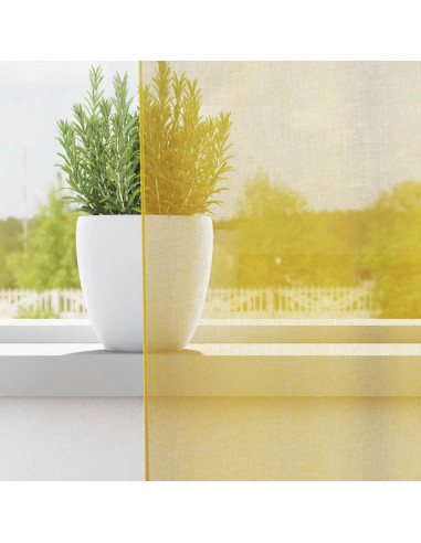 Tende in Voile con Tasche per Aste 2 pz Giallo