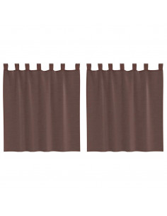 Tende in Voile con Tasche per Aste 2 pz Marrone 2