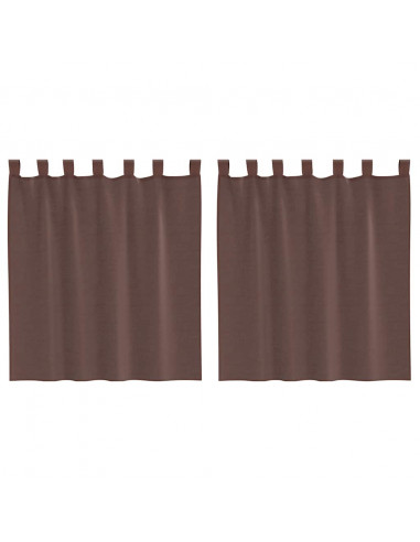 Tende in Voile con Tasche per Aste 2 pz Marrone