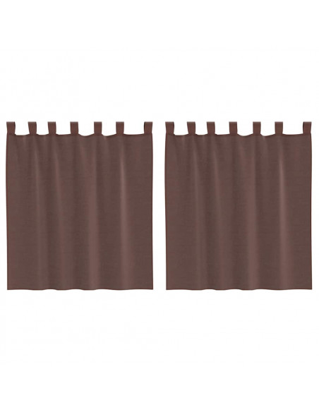 Tende in Voile con Tasche per Aste 2 pz Marrone