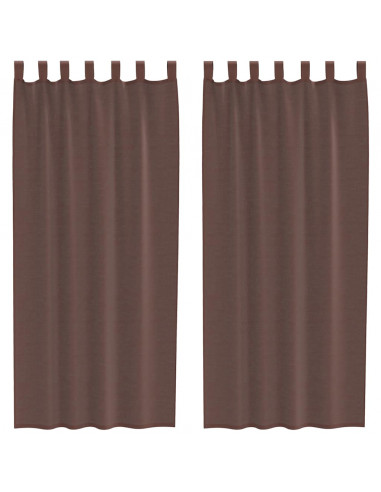 Tende in Voile con Tasche per Aste 2 pz Marrone