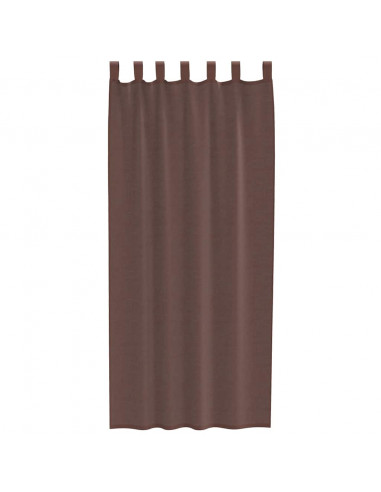 Tende in Voile con Tasche per Aste 2 pz Marrone