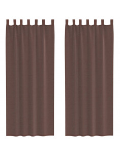 Tende in Voile con Tasche per Aste 2 pz Marrone 2