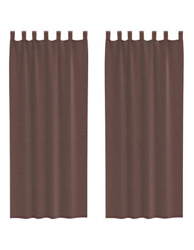 Tende in Voile con Tasche per Aste 2 pz Marrone