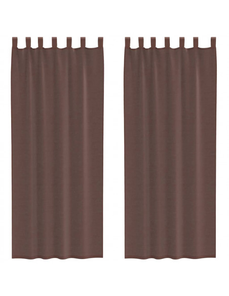 Tende in Voile con Tasche per Aste 2 pz Marrone