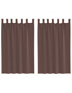 Tende in Voile con Tasche per Aste 2 pz Marrone 2