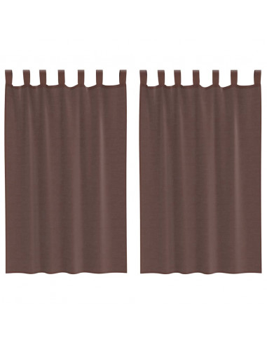 Tende in Voile con Tasche per Aste 2 pz Marrone
