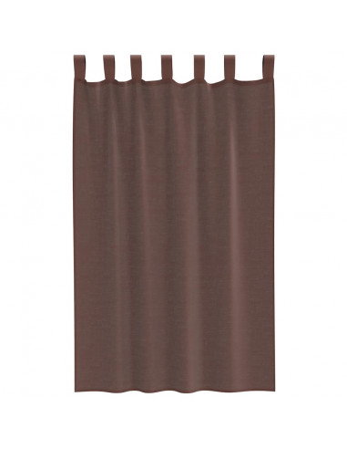 Tende in Voile con Tasche per Aste 2 pz Marrone