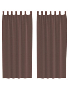 Tende in Voile con Tasche per Aste 2 pz Marrone 2