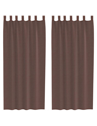 Tende in Voile con Tasche per Aste 2 pz Marrone