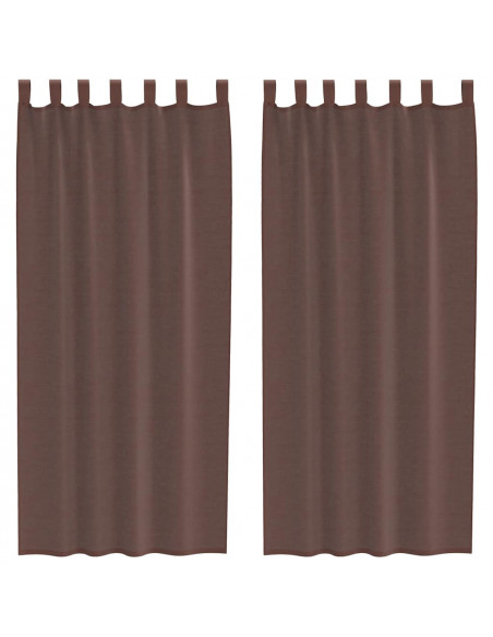 Tende in Voile con Tasche per Aste 2 pz Marrone