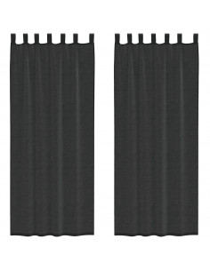 Tende in Voile con Tasche per Aste 2 pz Nero 2