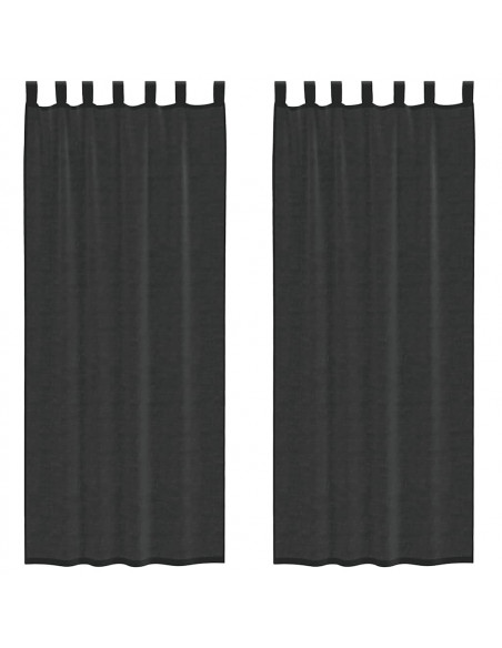 Tende in Voile con Tasche per Aste 2 pz Nero