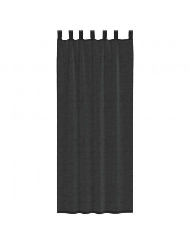Tende in Voile con Tasche per Aste 2 pz Nero