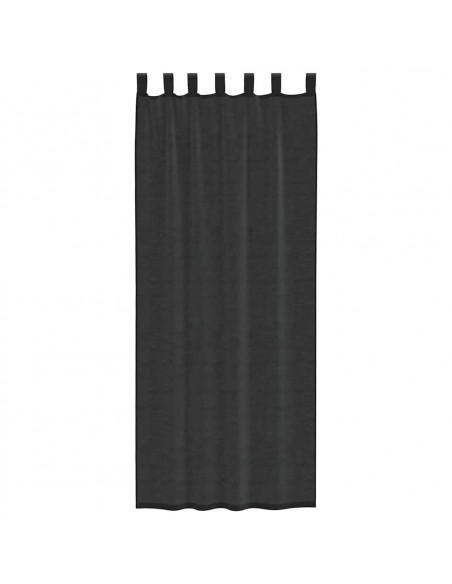 Tende in Voile con Tasche per Aste 2 pz Nero