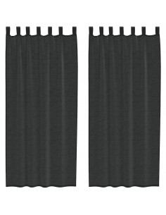 Tende in Voile con Tasche per Aste 2 pz Nero 2