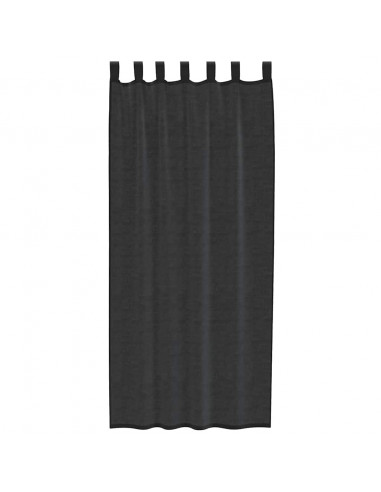 Tende in Voile con Tasche per Aste 2 pz Nero