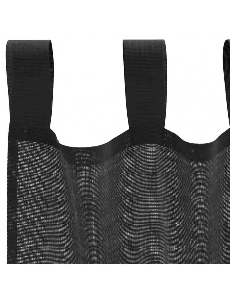 Tende in Voile con Tasche per Aste 2 pz Nero