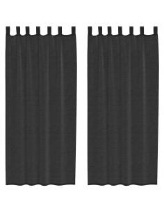 Tende in Voile con Tasche per Aste 2 pz Nero 2
