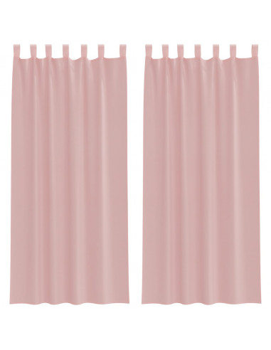 Tende in Voile con Tasche per Aste 2 pz Rosa