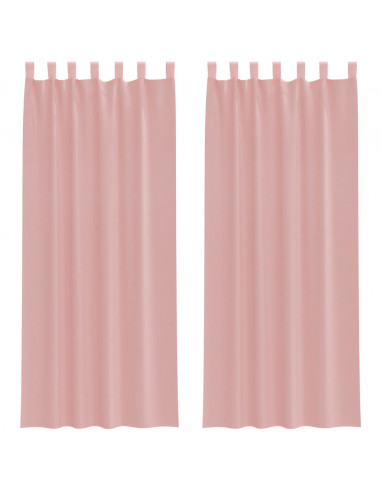 Tende in Voile con Tasche per Aste 2 pz Rosa