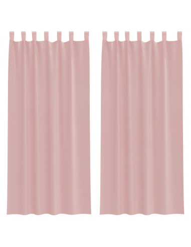 Tende in Voile con Tasche per Aste 2 pz Rosa