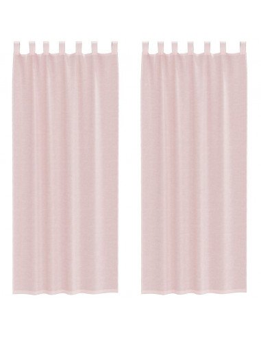 Tende in Voile con Tasche per Aste 2 pz Rosa Chiaro