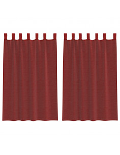Tende in Voile con Tasche per Aste 2 pz Rosso Vino 2