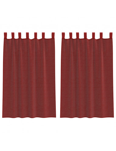 Tende in Voile con Tasche per Aste 2 pz Rosso Vino