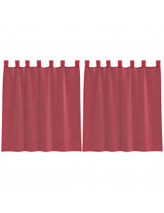 Tende in Voile con Tasche per Aste 2 pz Rosso Vino 2